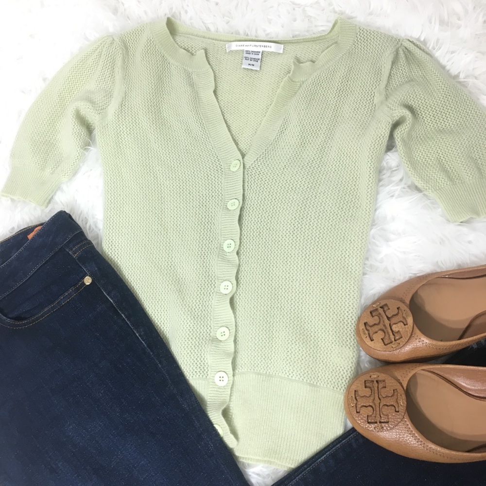 Diane Von Furstenberg 100% Cashmere Button Sweater